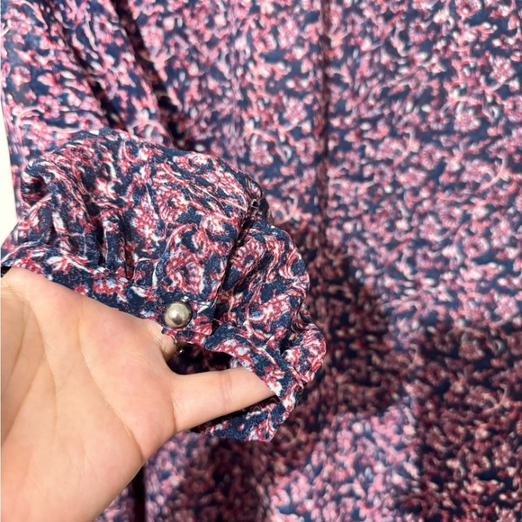 Chaps Blue & Pink Floral 3/4 Sleeve Tie Neck Boho Peasant Blouse Top Sz 2X - Picture 6 of 7